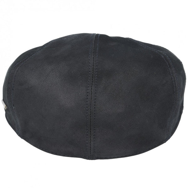 The Hat Shop Gladwin Bond Sheepskin Flat Cap, vintage black