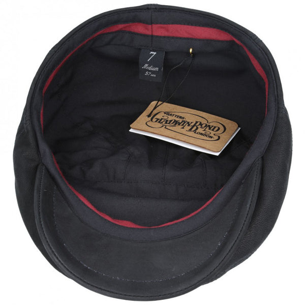 The Hat Shop Gladwin Bond Sheepskin Flat Cap, vintage black