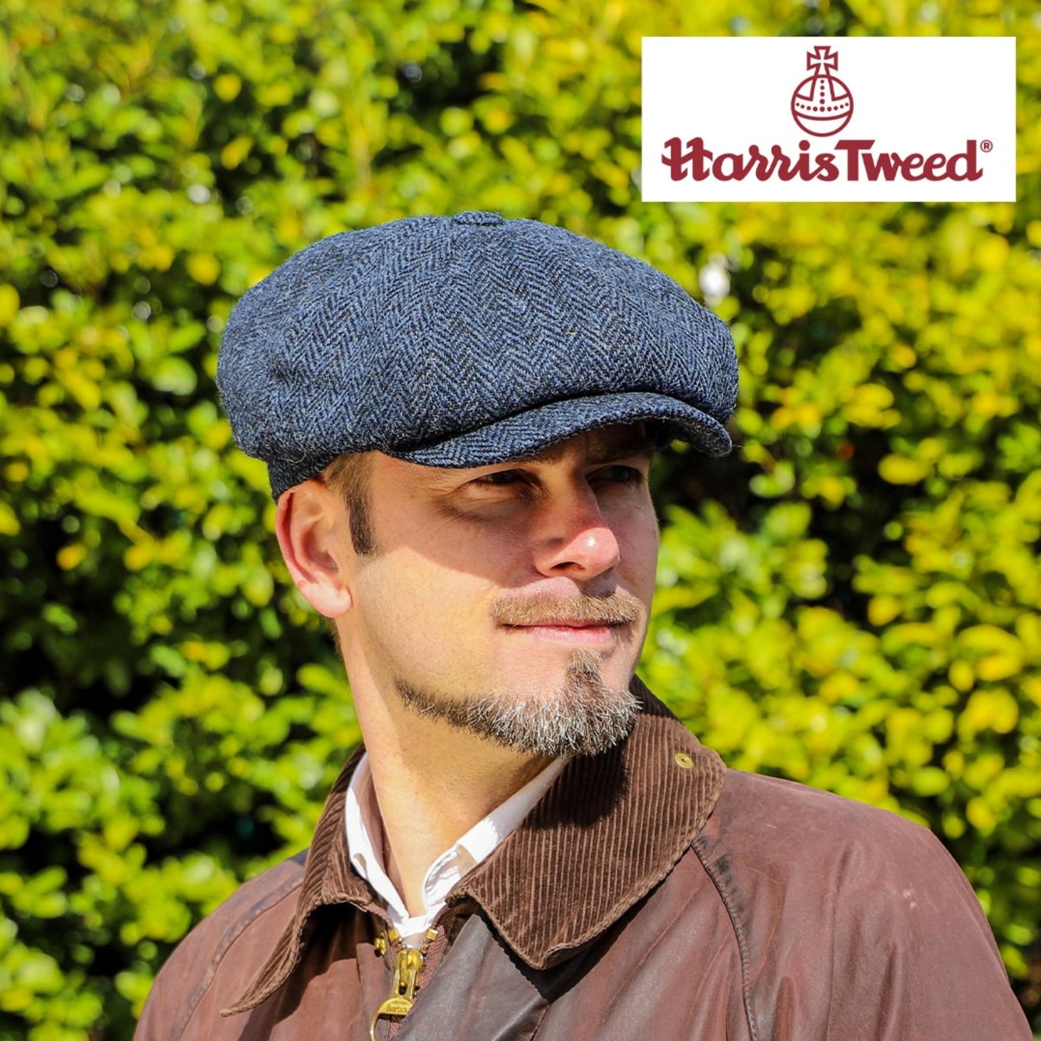 The Hat Shop Denton Harris Tweed Gatsby Bakerboy Cap Navy Tweed