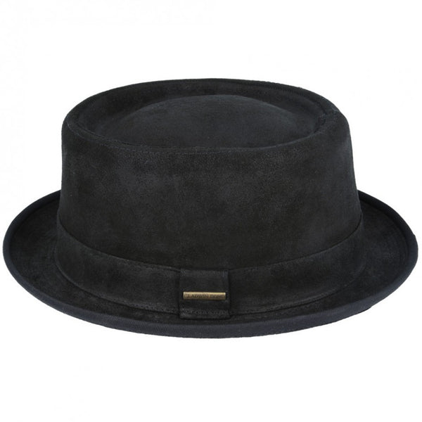The Hat Shop Gladwin Bond Sheepskin Pork Pie Hat, black