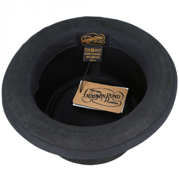 The Hat Shop Gladwin Bond Sheepskin Pork Pie Hat, black inside