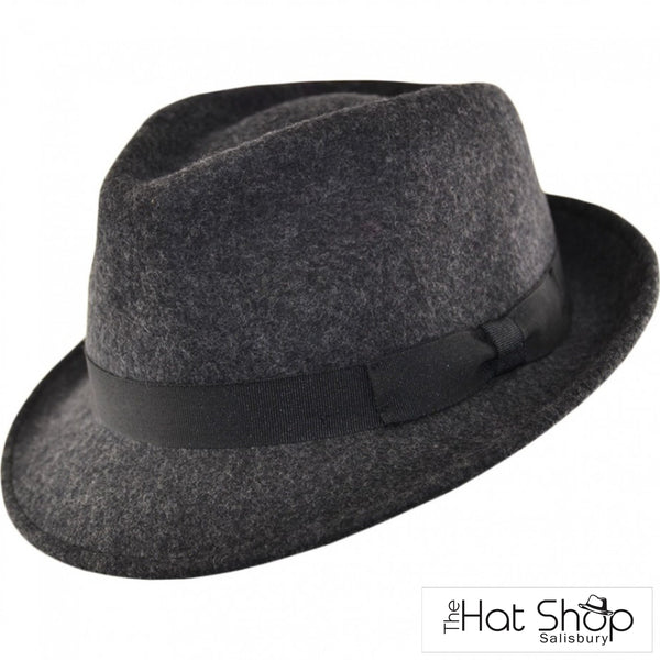The Hat Shop Wool Felt Trilby Charcoal