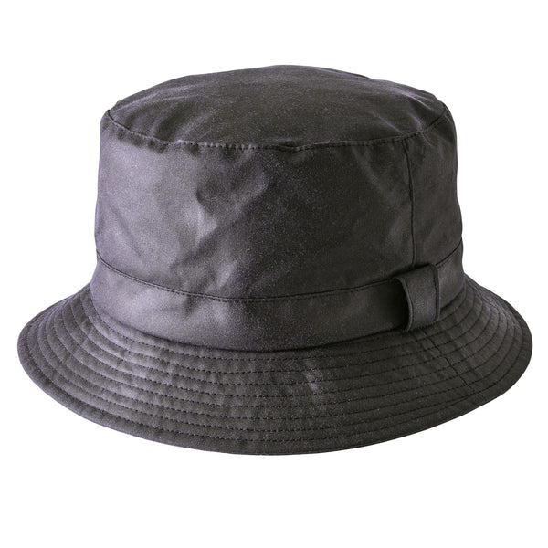 The Hat Shop Heather wax bucket hat black