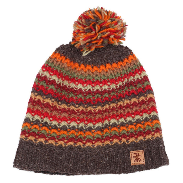 The Hat Shop Pachamama Holkham Wool Bobble Beanie Hat Earth