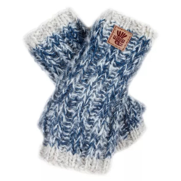 The Hat Shop Ladies Pachamama Lhasa Wool handwarmers Teal Blue