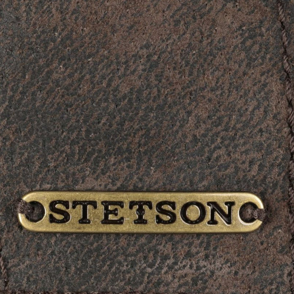 The Hat Shop Stetson Madison Leather Flat Cap Brown