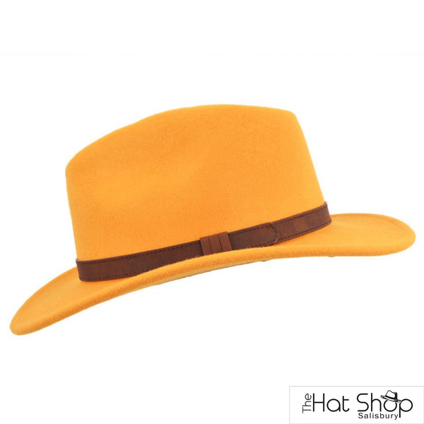 The Hat Shop Maz 100% Wool Fedora Mustard