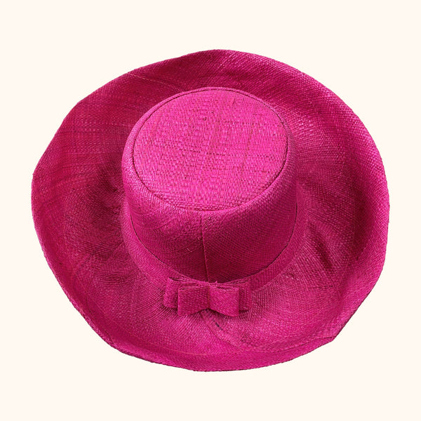 Ladies Raffia Mimosa Summer Hats Bright Pink