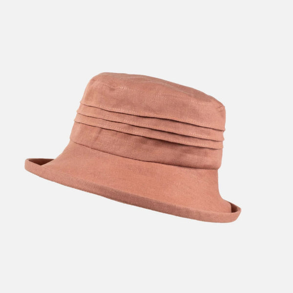 The Hat Shop Proppa Toppa Small Brim Packable Linen Sun Hat Coral