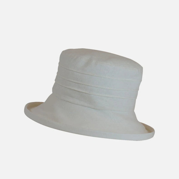 The Hat Shop Proppa Toppa Small Brim Packable Linen Sun Hat Cream