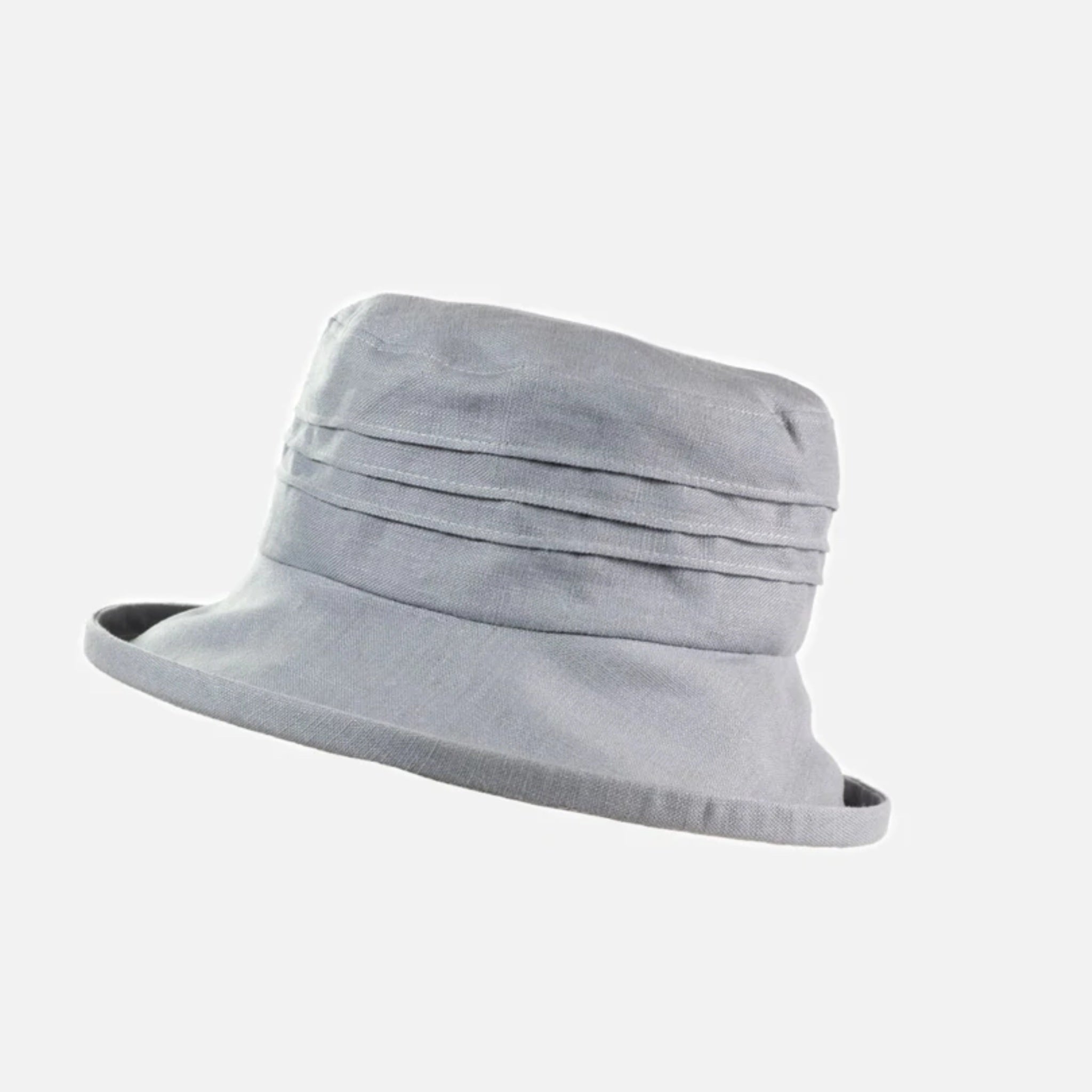 The Hat Shop Proppa Toppa Small Brim Packable Linen Sun Hat Light Grey