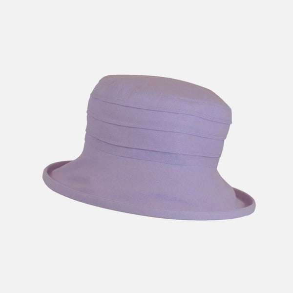 The Hat Shop Proppa Toppa Small Brim Packable Linen Sun Hat Lilac