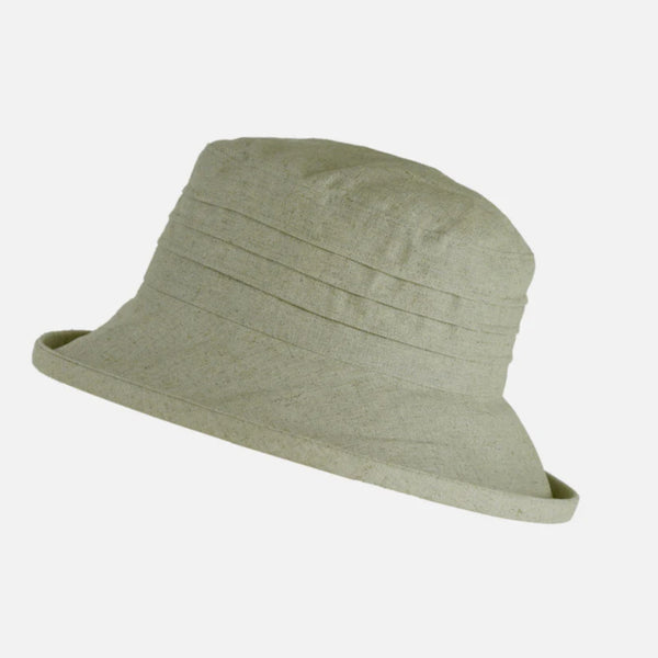 The Hat Shop Proppa Toppa Small Brim Packable Linen Sun Hat Natural