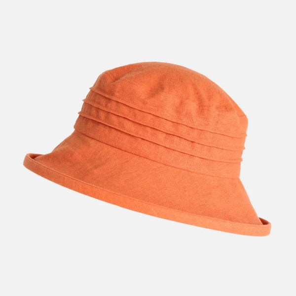 The Hat Shop Proppa Toppa Small Brim Packable Linen Sun Hat Rust