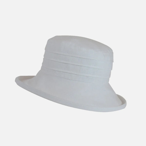 The Hat Shop Proppa Toppa Small Brim Packable Linen Sun Hat White