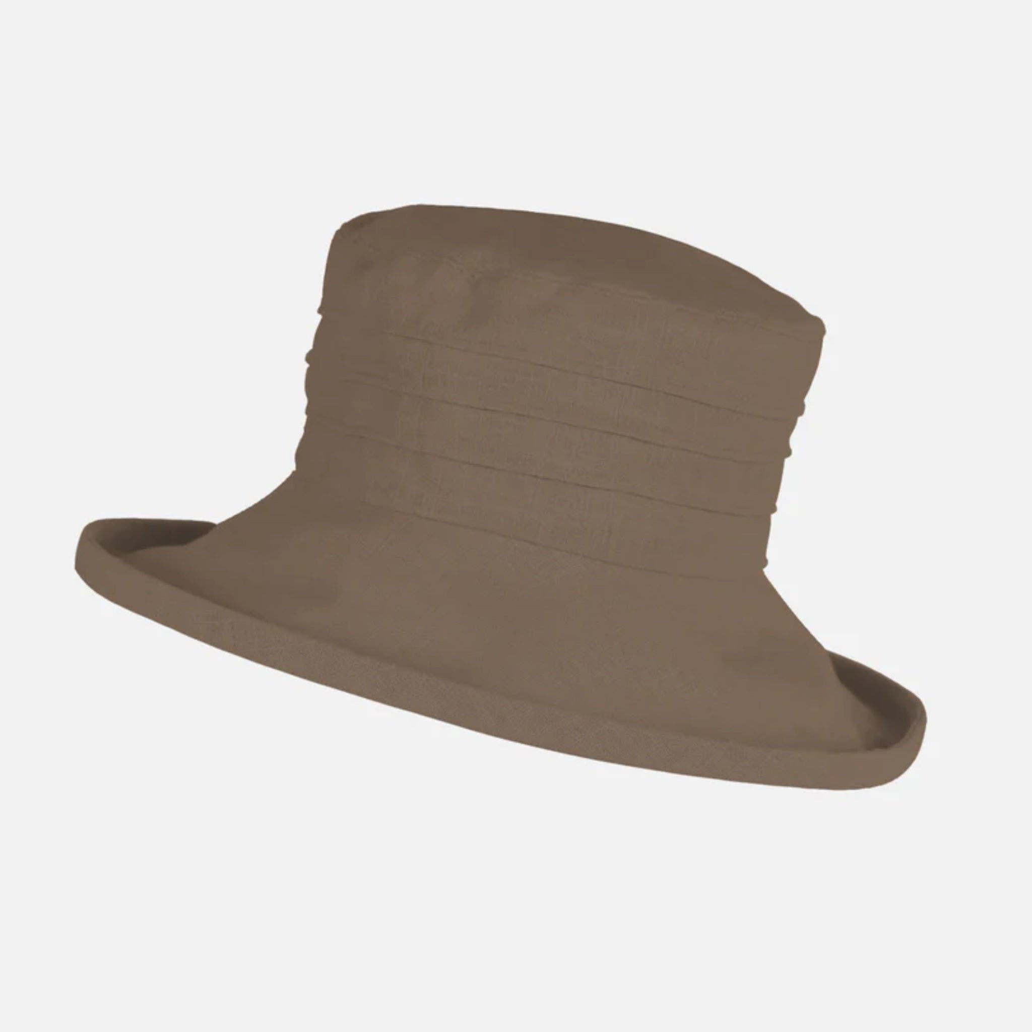 The Hat Shop Proppa Toppa Large Brim Packable Linen Sun Hat Dark Beige