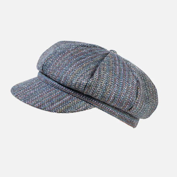 The Hat Shop Ladies Proppa Toppa Tweed Wool Baker Boy Cap Petrol