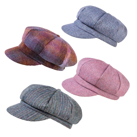 The Hat Shop Ladies Proppa Toppa Tweed Wool Baker Boy Cap