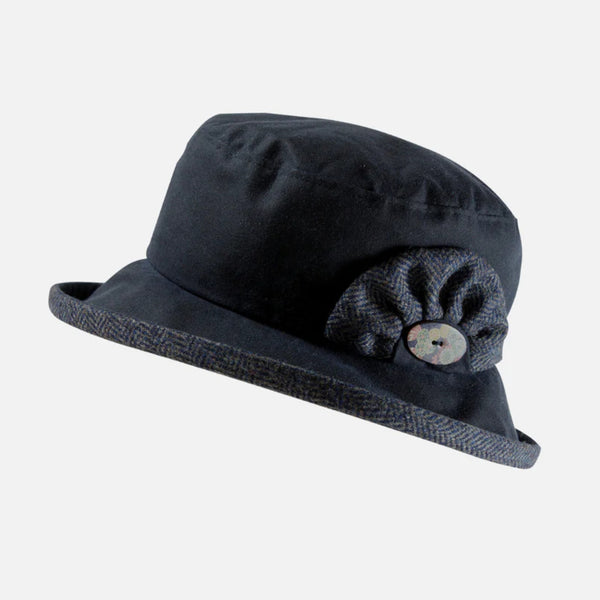 The Hat Shop Ladies Proppa Toppa Waxed Cotton Small Brim Dark Blue