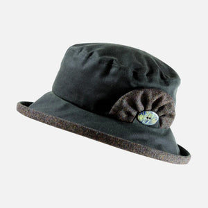 The Hat Shop Ladies Proppa Toppa Waxed Cotton Small Brim Green