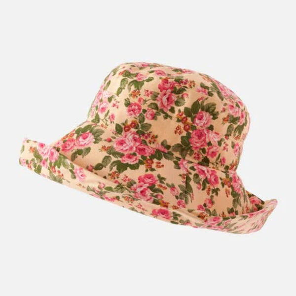 The Hat Shop Proppa Toppa Large Brim Cotton Floral Hat Buttermilk