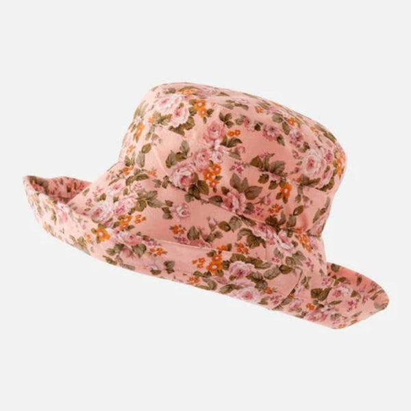 The Hat Shop Proppa Toppa Large Brim Cotton Floral Hat Coral