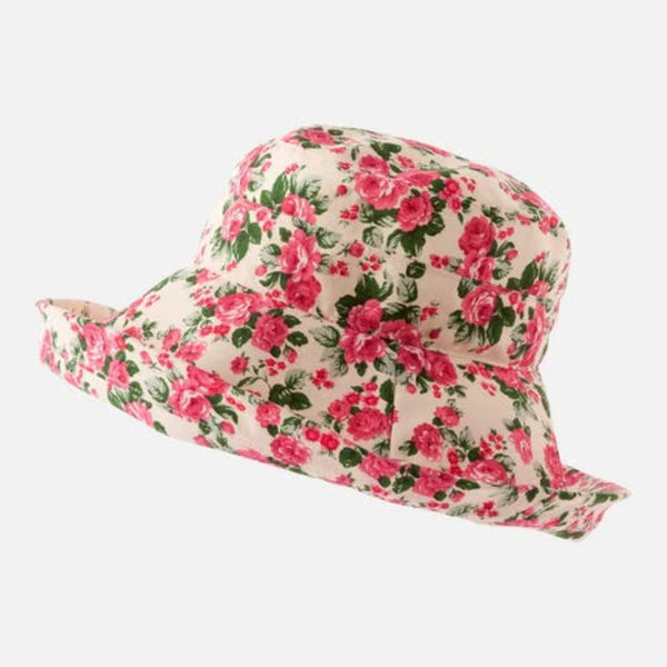 The Hat Shop Proppa Toppa Large Brim Cotton Floral Hat Pink