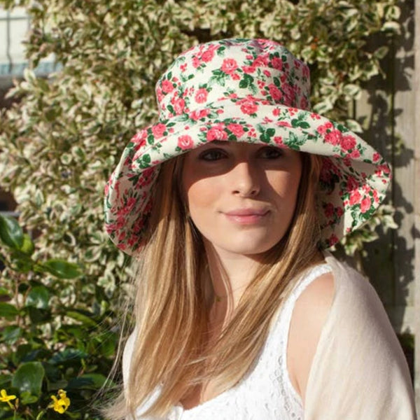 The Hat Shop Proppa Toppa Large Brim Cotton Floral Hat Lifestyle