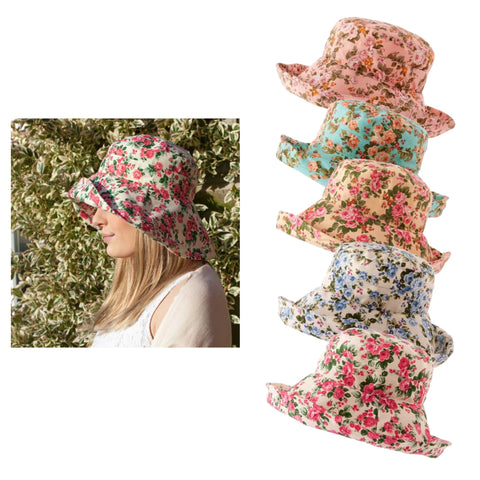 The Hat Shop Proppa Toppa Large Brim Cotton Floral Hat