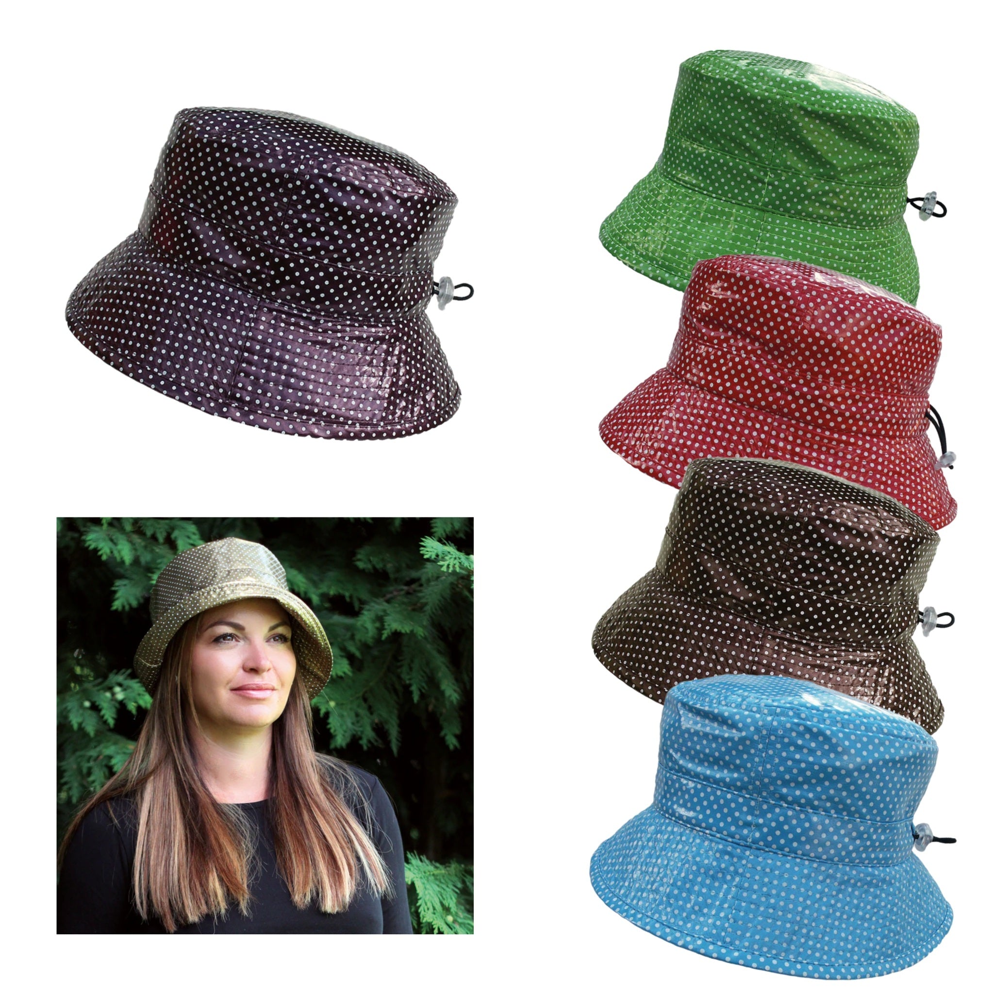 The Hat Shop Proppa Toppa Waterproof Packable Spotty Hat 