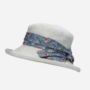 Proppa Toppa Damask Pattern Boned Hat with Floral Sash Blue