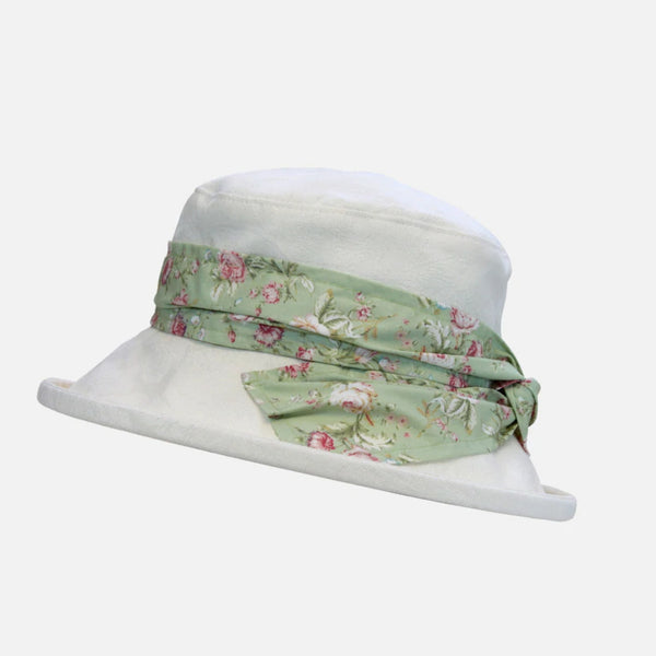 Proppa Toppa Damask Pattern Boned Hat with Floral Sash Green