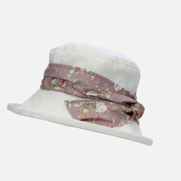Proppa Toppa Damask Pattern Boned Hat with Floral Sash Pink