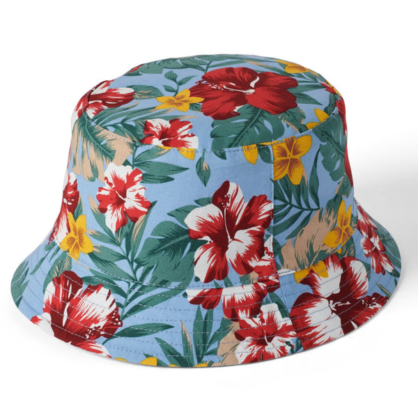 The Hat Shop Failsworth 100% Cotton Reversible Bucket Hat 'Sky'