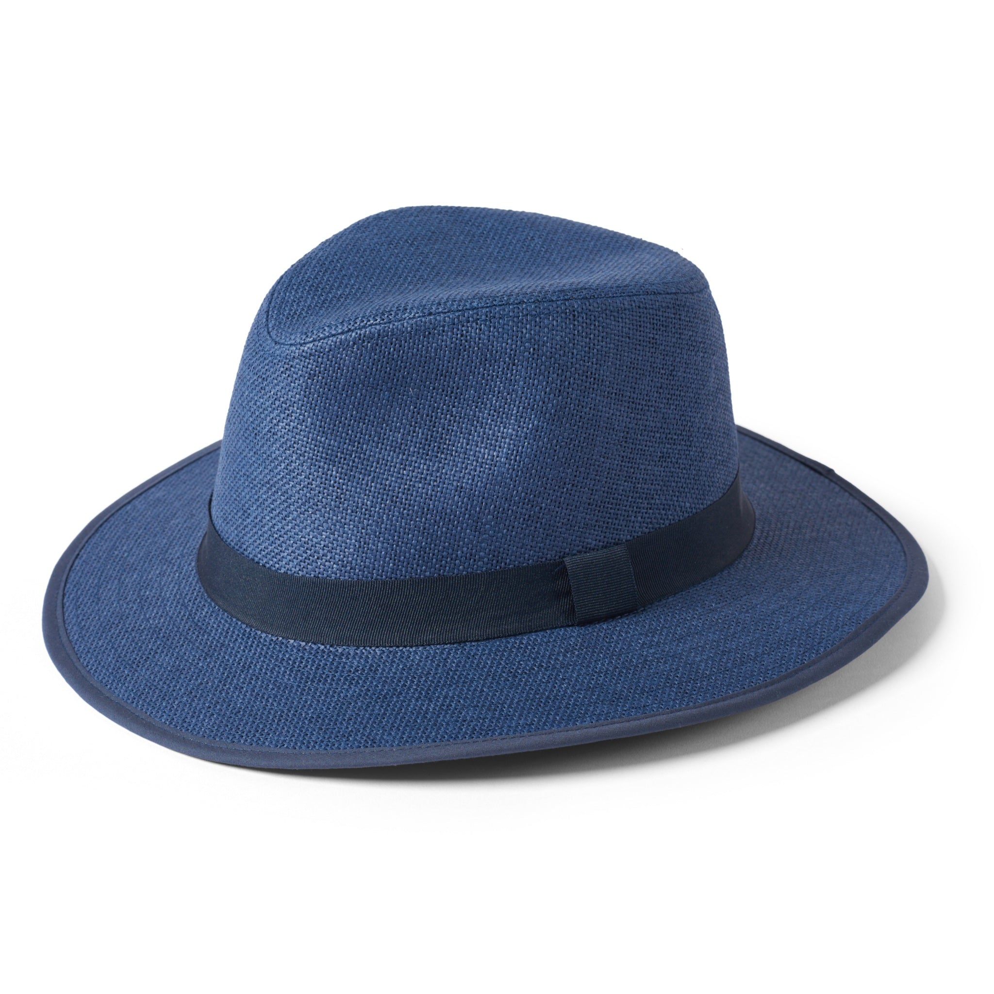 The Hat Shop Failsworth Paper Straw Safari Fedora Hat Navy