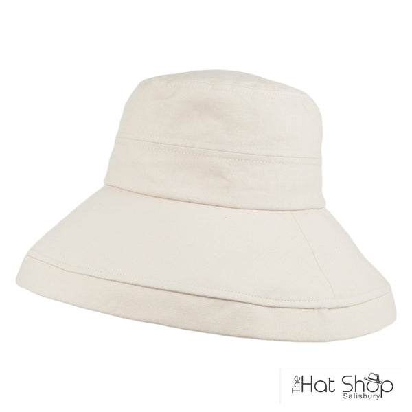The Hat Shop Ladies Wide Brim Cotton Sun Hat White