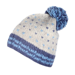 The Hat Shop Pachamama Bantry Bay Wool Bobble Beanie Hat Blue