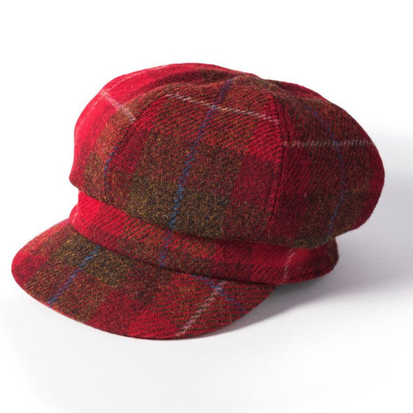 The Hat Shop Ladies Failsworth Harris Tweed Chelsea Bakerboy Hat Red