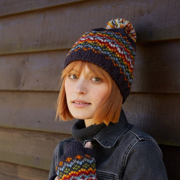 The Hat Shop Pachamama Clifden Wool Bobble Hat Charcoal