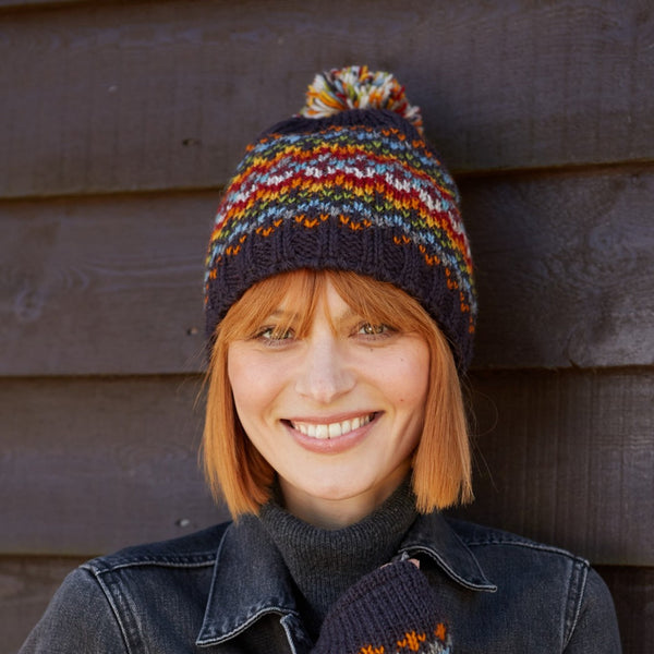 The Hat Shop Pachamama Clifden Wool Bobble Hat Charcoal