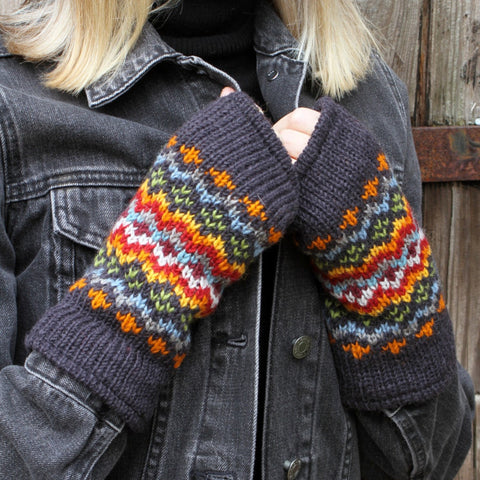 The Hat Shop Ladies Pachamama Clifden Lined Wool Handwarmers Charcoal