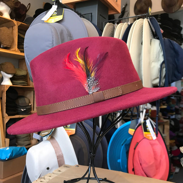 The Hat Shop Denton 100% Wool Fedora Maroon