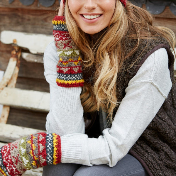The Hat Shop Ladies Pachamama Finisterre Lined Wool Handwarmers Rust