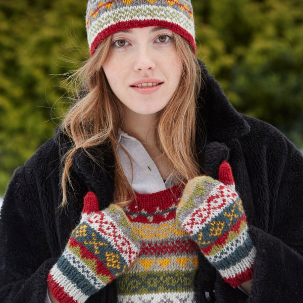 The Hat Shop Ladies Pachamama Finisterre Lined Wool Mittens Rust