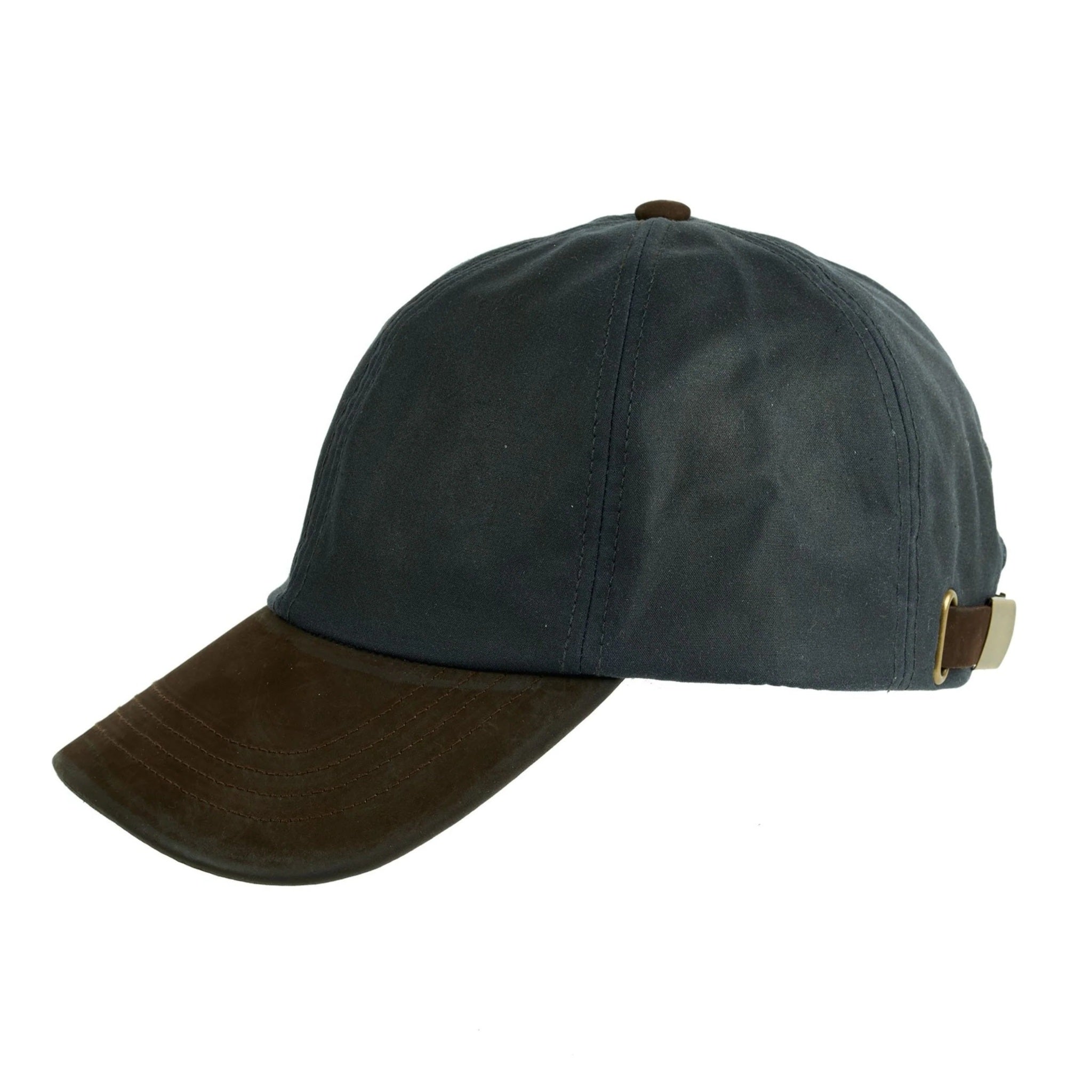 The Hat Shop Heather 'Hamilton' British Waxed Leather Peak Baseball Cap Navy