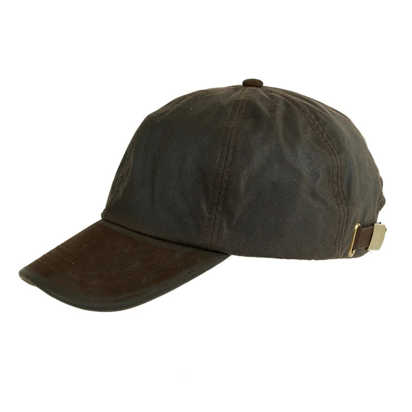 The Hat Shop Heather 'Hamilton' British Waxed Leather Peak Baseball Cap Olive