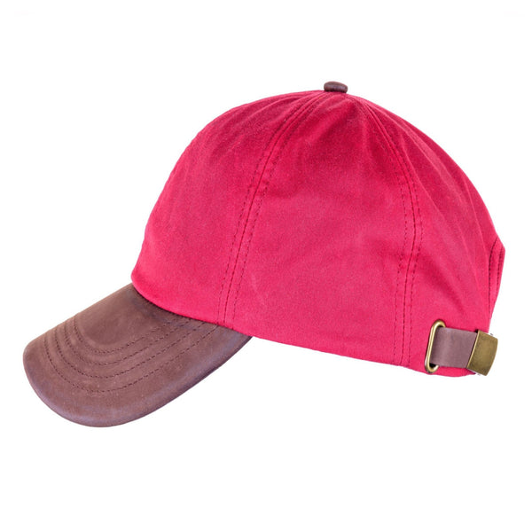 The Hat Shop Heather 'Hamilton' British Waxed Leather Peak Baseball Cap Red