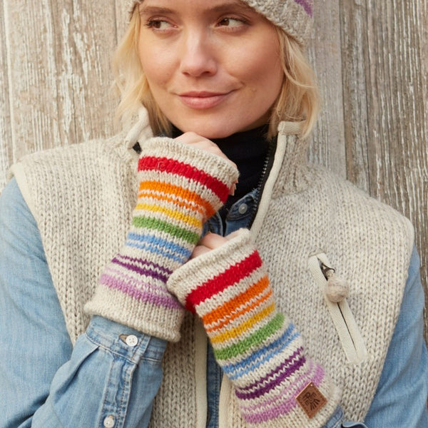 The Hat Shop Pachamama Hexham Wool Handwarmers Oatmeal