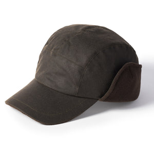 Failsworth Lumber Waxed Cotton Baseball Cap with Earflaps Olive