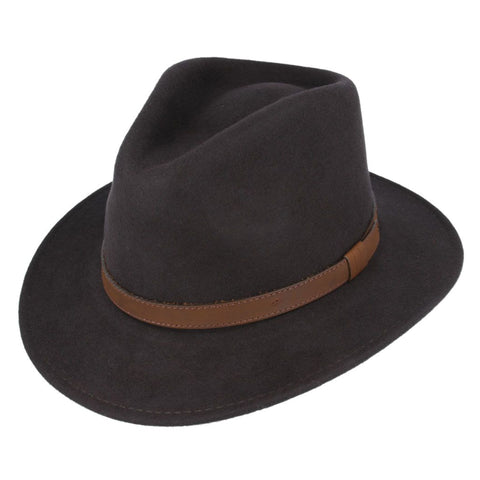 The Hat Shop Maz 100% Wool Felt Fedora Brown